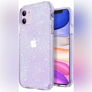 JJGoo iPhone 11 Case, CLEAR GLITTER, Flexible Cases for Women Girls (6.1 inch)